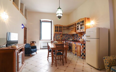 Cariddi Dimora Otranto: Interior Design, Flooring, Furniture, Floor, Ceiling, Kitchen, Room, Countertop, Cabinetry, Apartment