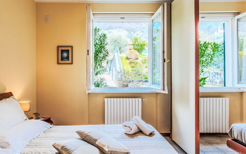 Casa Molgisio: Interior Design, Wall, Wood, Bedroom, Bed, Floor, Room, Bed Sheet, Furniture, Flooring