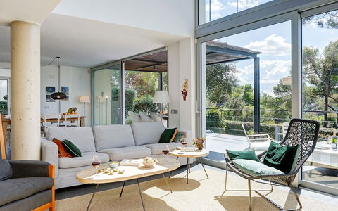 Villa Luminosa: Furniture, Chair, Couch, Interior Design, Flooring, Living Room, Table, Floor, Home