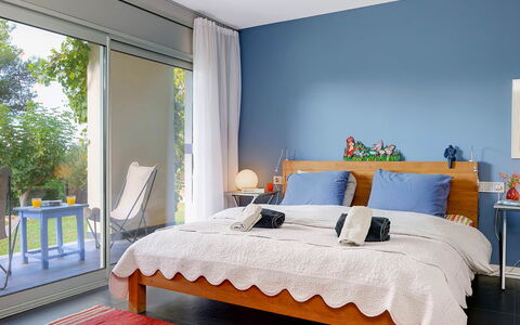 Villa Luminosa: Furniture, Interior Design, Bedroom, Bed, Textile, Floor, Linens, Home, Flooring, Bed Sheet