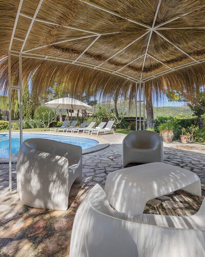 Can Cabana: Outdoor Furniture, Furniture, Swimming Pool, Resort, Shade, Chair, Eco Hotel, Umbrella, Landscaping, Sunlounger
