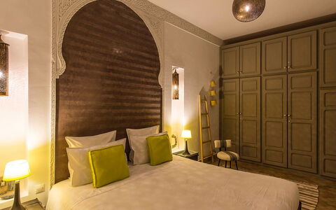 Riad Special: Interior Design, Flooring, Floor, Furniture, Bedroom, Lighting, Bed, Bed Sheet, Room, Bedding