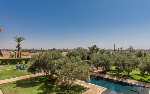 Villa Portraits: Swimming Pool, Garden, Landscaping, Resort, Reflection, Reflecting Pool, Water Feature, Hacienda, Walkway