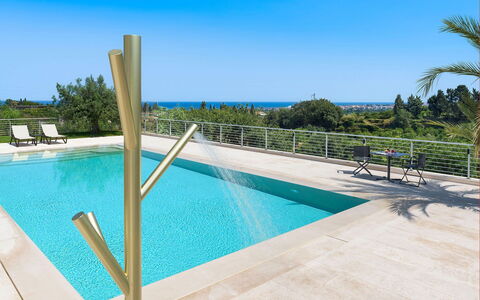 Villa Cloris: Blue, Swimming Pool, Composite Material, Resort, Shade, Eco Hotel, Landscaping, Handrail, Outdoor Furniture