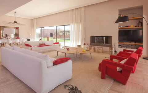 Villa Delizia: Interior Design, Flooring, Floor, Couch, Furniture, Living Room, Ceiling, Home, Apartment