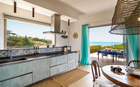 Casa Gentile: Kitchen, Furniture, Interior Design, Countertop, Flooring, Floor, Room, Kitchen Appliance, Lighting, Table