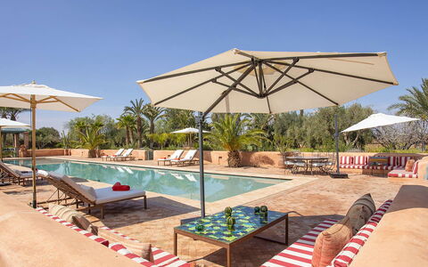 Villa Jamila: Outdoor Furniture, Resort, Sunlounger, Umbrella, Shade, Design, Swimming Pool, Hotel