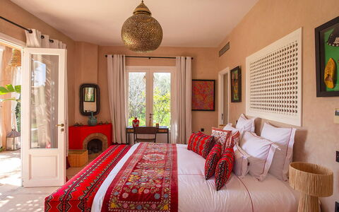 Villa Jamila: Furniture, Interior Design, Bedroom, Bed, Textile, Bedding, Linens, Bed Sheet, Lighting, Floor