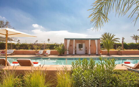 Villa Jamila: Swimming Pool, Resort, Outdoor Furniture, Landscaping, Sunlounger, Umbrella, Shade, Chair, Flowerpot, Eco Hotel