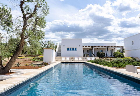 Villa Il Guaceto: Blue, Swimming Pool, Home, Estate, Shade, Water Feature, Resort, Landscaping, Villa, Design