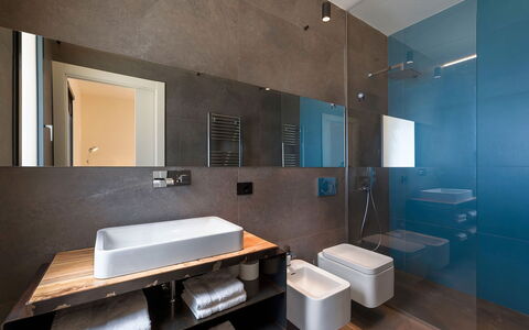 Villa Miriam: Flooring, Interior Design, Plumbing Fixture, Bathroom, Wall, Sink, Floor, Bathroom Sink, Ceiling, Tap