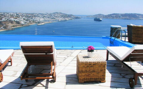 The Rose Flat: Blue, Swimming Pool, Resort, Outdoor Furniture, Furniture, Sunlounger, Leisure, Apartment, Hotel, Umbrella