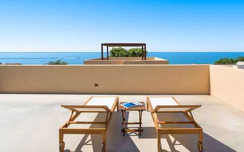 Villa Paprika: Sea, Outdoor Furniture, Shade, Ocean, Eco Hotel, Balcony, Chair, Resort, Wood Stain, Tropics