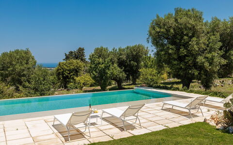 Villa Riva: Furniture, Garden, Outdoor Furniture, Swimming Pool, Shade, Chair, Flagstone, Landscaping, Lawn, Backyard