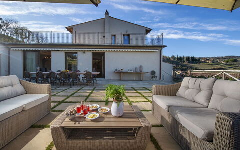 Villa Serena: Furniture, Chair, Outdoor Furniture, Balcony, Deck, Kitchen & Dining Room Table, Outdoor Table, Patio, Resort, Eco Hotel