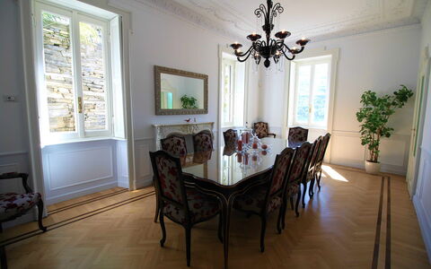Letizia: Furniture, Interior Design, Flooring, Chair, Floor, Table, Wood, Dining Room, Ceiling, Chandelier