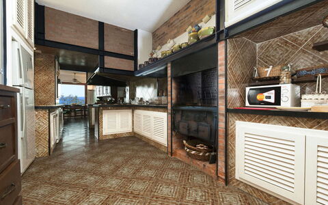 Villa Mary: Interior Design, Furniture, Wall, Flooring, Wood, Kitchen, Floor, Ceiling, Lighting, Chair