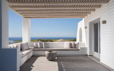 Villa Estia: Furniture, Flooring, Floor, Interior Design, Chair, Ceiling, Outdoor Furniture, Living Room