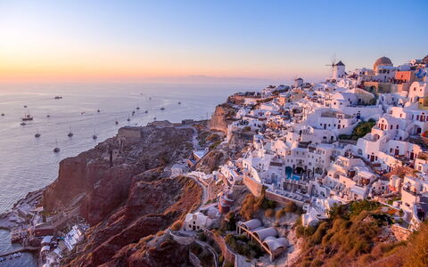 Villa Estia: Horizon, Sea, Coastal And Oceanic Landforms, Coast, Ocean, Dusk, Sunset, Sunrise, Bay