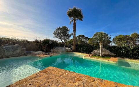 Sa Galera Villa: Blue, Swimming Pool, Water Feature, Resort, Eco Hotel, Tropics, Backyard