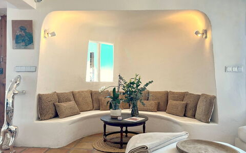 Sa Galera Villa: Wall, Furniture, Interior Design, Ceiling, Couch, Home, Room, Living Room, Throw Pillow