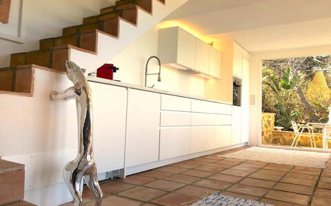 Sa Galera Villa: Flooring, Interior Design, Floor, Wall, Wood, Furniture, Countertop, Home, Wood Flooring, Kitchen