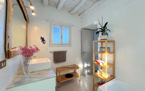 Sa Galera Villa: Wall, Plumbing Fixture, Flooring, Interior Design, Floor, Bathroom, Bathroom Sink, Tap, Ceiling, Sink