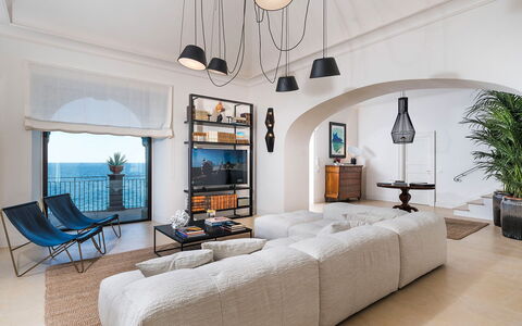 Villa Pozzillo: Furniture, Interior Design, Flooring, Floor, Couch, Table, Living Room, Apartment, Room, Home