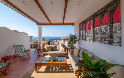 Casa Mario: Furniture, Wood, Table, Chair, Interior Design, Floor, Apartment, Balcony, Outdoor Furniture, Sea
