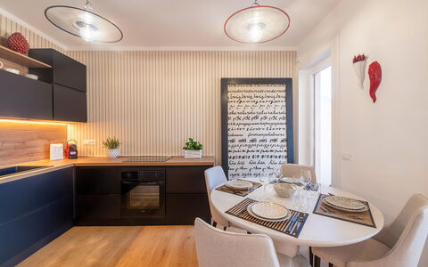 Casa Mario: Furniture, Interior Design, Kitchen, Wall, Flooring, Light Fixture, Countertop, Wood, Ceiling, Kitchen Appliance