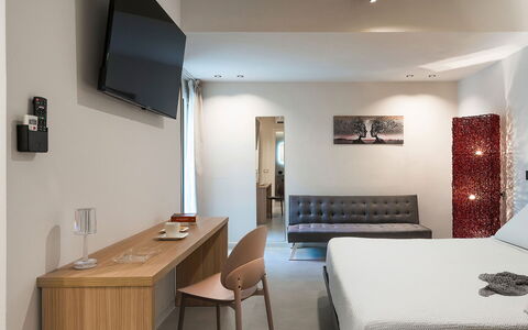 Villa Cornino: Wall, Interior Design, Bedroom, Bed, Flooring, Floor, Furniture, Bed Sheet, Room, Ceiling