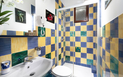 Sea Scent: Blue, Flooring, Yellow, Floor, Interior Design, Tile, Bathroom, Plumbing Fixture, Toilet, Toilet Seat