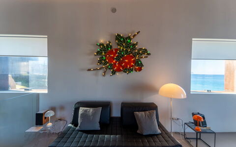 Iris House: Furniture, Interior Design, Flooring, Floor, Lighting, Home, Living Room, Ceiling, Flowerpot, Room