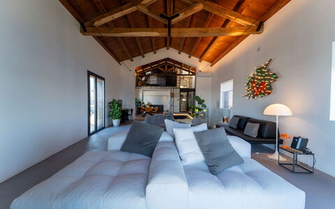 Iris House: Interior Design, Furniture, Flooring, Ceiling, Floor, Architecture, Home, Couch, Living Room