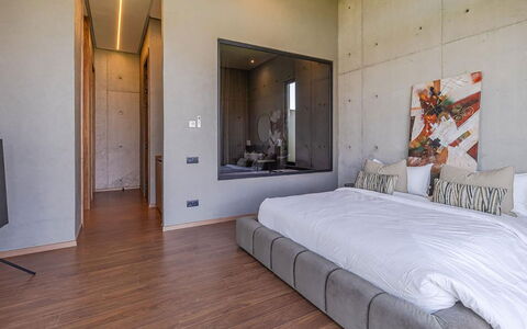Villa Nadia: Flooring, Interior Design, Bedroom, Floor, Ceiling, Furniture, Lighting, Bed, Room, Home