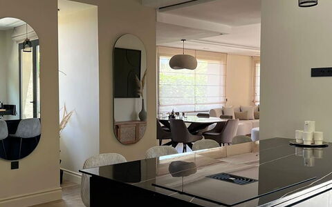 Villa Habiba: Furniture, Interior Design, Flooring, Light Fixture, Wood, Ceiling, Countertop, Kitchen, Floor, Lighting