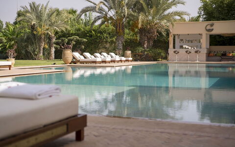 Villa Malak: Swimming Pool, Tree, Resort, Outdoor Furniture, Umbrella, Sunlounger, Eco Hotel, Hacienda, Shade, Thermae