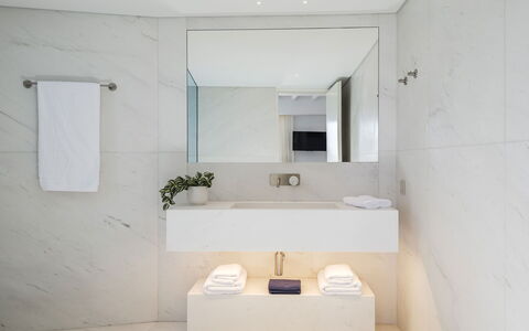 Villa Nikolas: Interior Design, Flooring, Wall, Floor, Plumbing Fixture, Bathroom, Tap, Home, Plumbing, Tile
