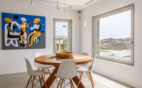 Villa Atlante: Furniture, Interior Design, Chair, Table, Flooring, Kitchen & Dining Room Table, Floor, Room, Picture Frame, Dining Room