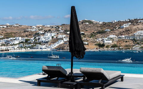 Villa Elettra: Furniture, Outdoor Furniture, Chair, Sunlounger, Shade, Sea, Resort, Leisure, Umbrella, Armrest