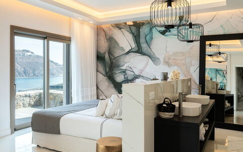 Villa Elettra: Furniture, Interior Design, Bedroom, Room, Ceiling, Pillow, Curtain, Chair, Window Treatment, Hotel