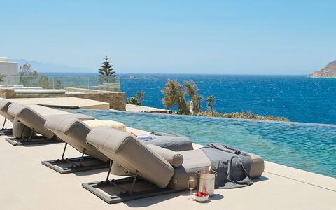 Villa Socrate: Outdoor Furniture, Furniture, Sunlounger, Chair, Sea, Shade, Chaise Longue, Umbrella, Coast, Resort