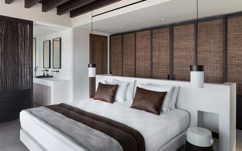 Villa Pegaso: Bed, Furniture, Interior Design, Bedroom, Flooring, Floor, Wood, Bedding, Bed Sheet, Room