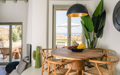 Villa Demetra: Furniture, Wood, Table, Interior Design, Chair, Lighting, Kitchen & Dining Room Table, Light Fixture, Natural Material, Dining Room