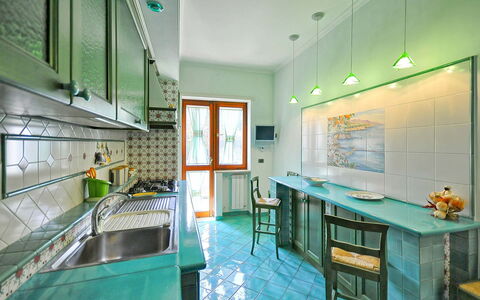 Apartment Bright: Interior Design, Flooring, Kitchen, Ceiling, Floor, Room, Countertop, Lighting, Home, Light Fixture