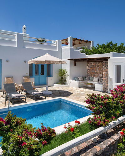 Guest House Zephyros: Blue, Resort, Flowerpot, Swimming Pool, Houseplant, Estate, Design, Villa, Shade, Landscaping