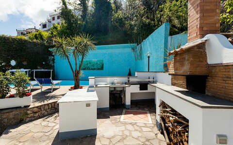 Villa Angel: Chair, Garden, Shade, Tile, Design, Houseplant, Landscaping, Hacienda, Backyard, Courtyard