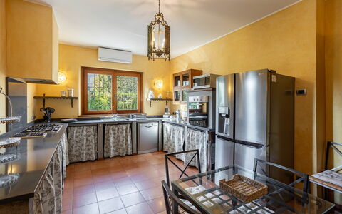 Villa Brin: Interior Design, Furniture, Flooring, Kitchen, Ceiling, Room, Countertop, Floor, Lighting, Home