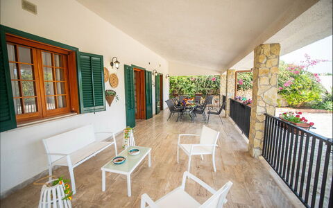 Villa la Randa: Furniture, Flooring, Floor, Table, Door, Outdoor Furniture, Chair, Porch, Outdoor Table, Shade