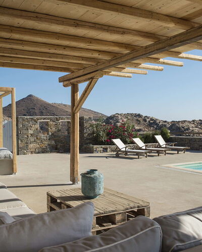 Villa Mycenaean: Shade, Pergola, Outdoor Structure, Outdoor Furniture, Resort, Column, Beam, Villa, Swimming Pool